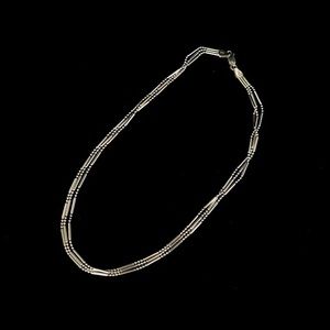 Vintage Sterling Silver Italian Ball Bar Chain Multi Strand Chain Necklace